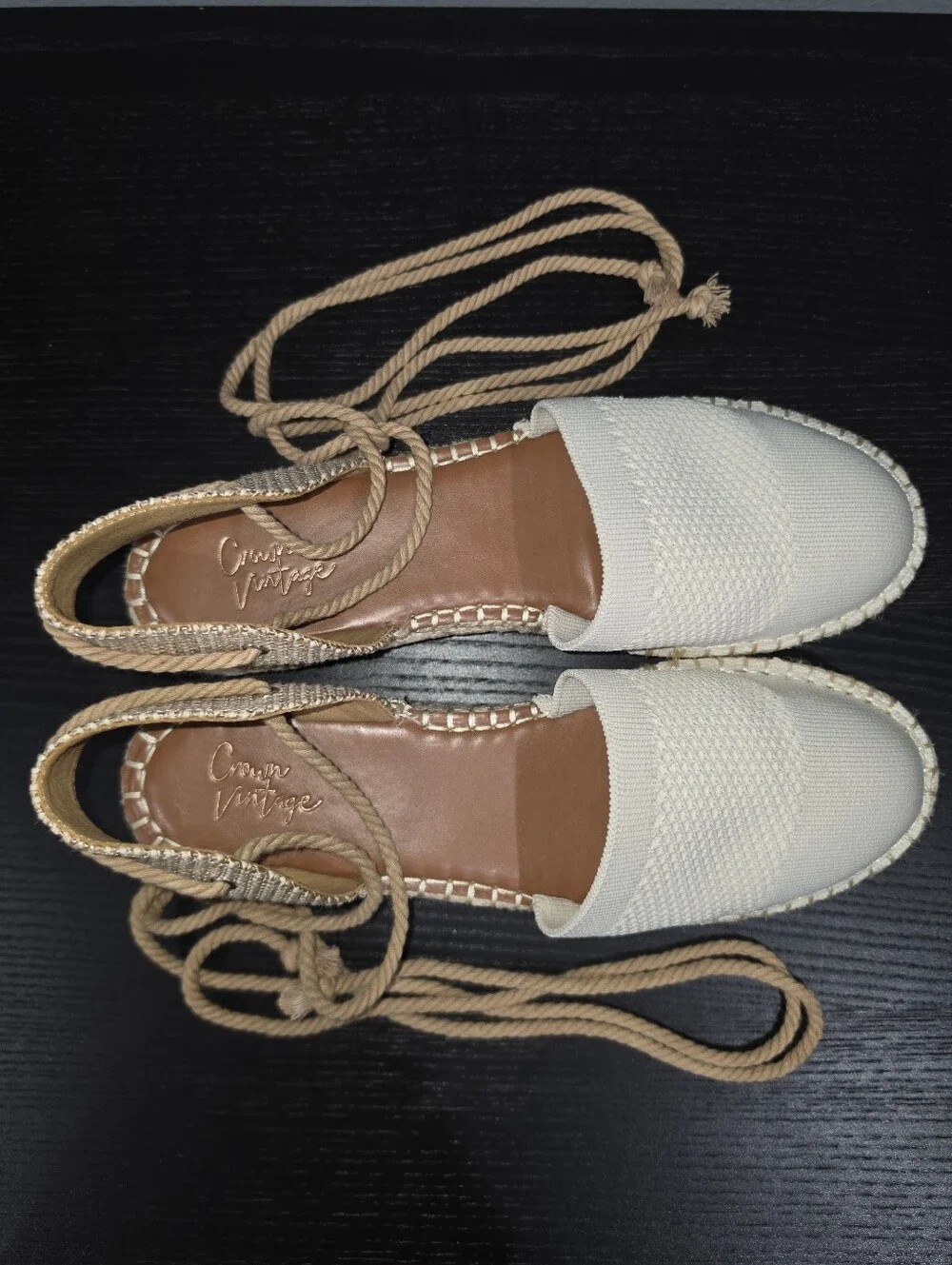 CROWN VINTAGE Brialle Ankle-Tie Espadrilles - Cream Summer Vacation Sandals